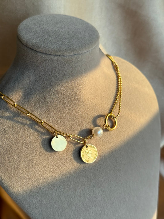 Çelik incili Kraliçe Kolye