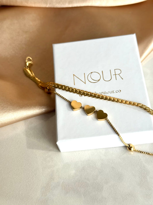 Çelik İki Zincirli Kalp Bileklik