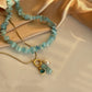 Aquamarine Pearl Charm Necklace