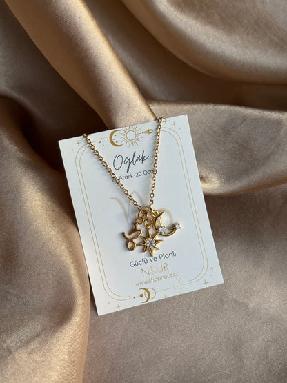 Burç Yıldız Ay Kolye