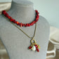 Coral Pearl Charm Necklace