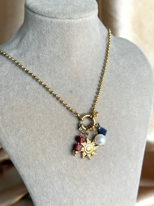 Çelik Halka Güneş Charm Kolye