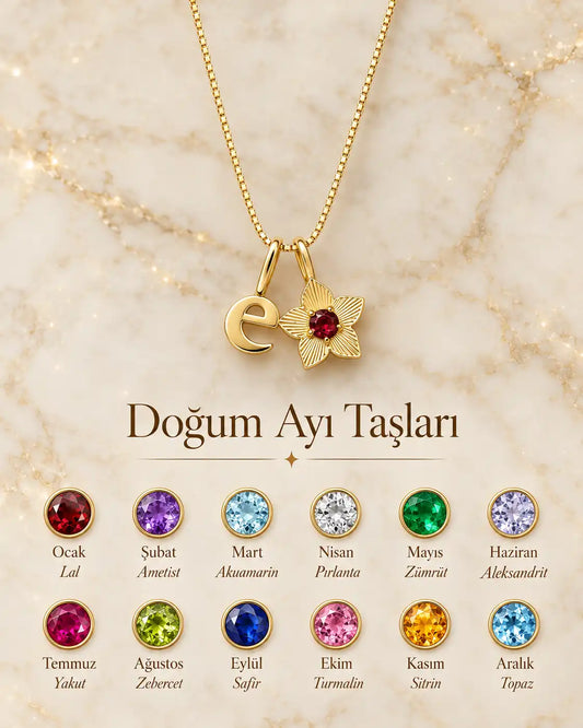 925 Gümüş | Nergis Doğum Ayı Harf Kolye