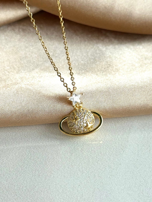 Saturn Taşlı Kolye