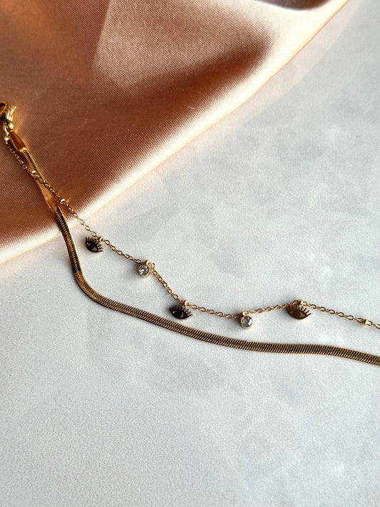 Çelik İki Zincirli Göz Bileklik