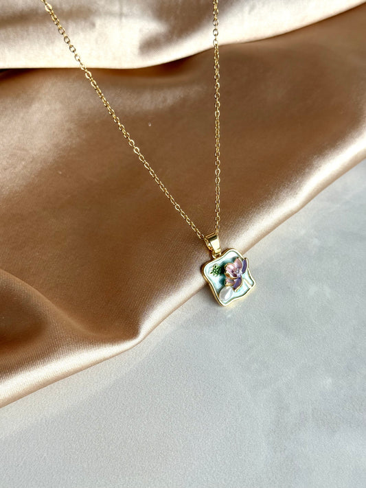 Su Yeşili Çiçek Kolye