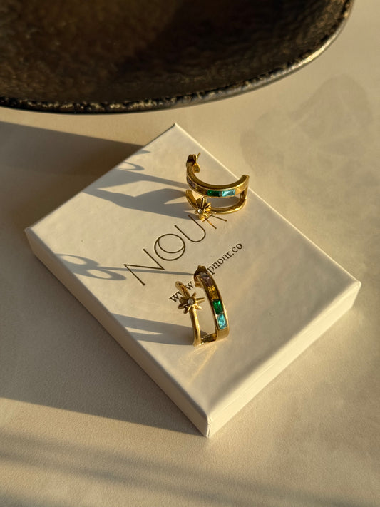 Çelik Taşlı Güneş Halk Küpe