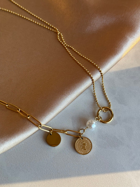 Çelik incili Kraliçe Kolye