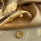 Steel Mother of Pearl Moon Necklace