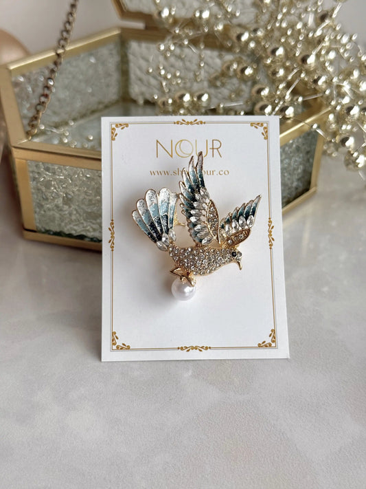 İnci Anka Kuşu Broş