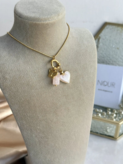 Pembe Kuvars Charm Kolyeler