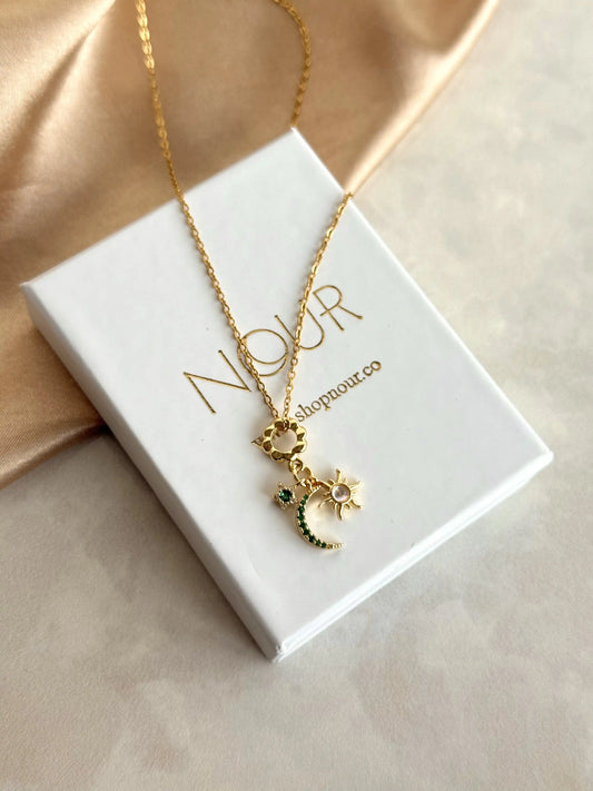 Hilal Yıldız Halka Charm Kolye