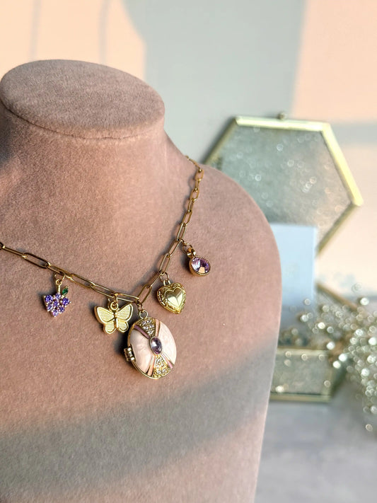 Lila Charm Madalyon Kolye