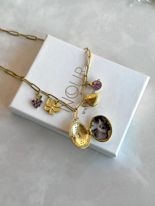 Lila Charm Madalyon Kolye