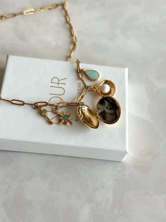 Yeşil Yıldız Charm Madalyon Kolye