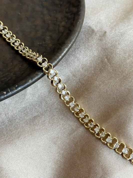 Taşlı Halka Zincir Bileklik 14 Ayar Özel Seri