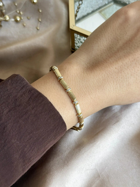 Vintage Dörtgen Bileklik 14 Ayar Özel Seri