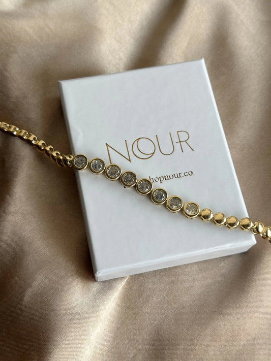 Yuvarlak Taşlı Bileklik 14 Ayar Özel Seri