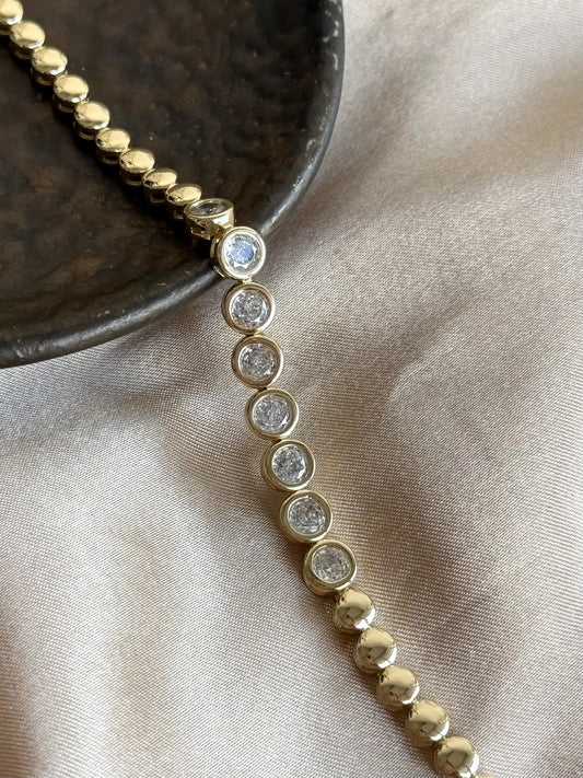 Yuvarlak Taşlı Bileklik 14 Ayar Özel Seri