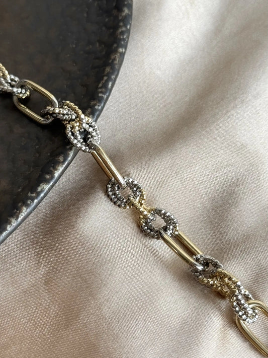 İki Renkli Zincir Bileklik 14 Ayar Özel Seri