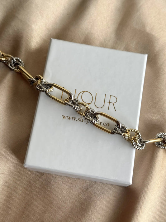 İki Renkli Zincir Bileklik 14 Ayar Özel Seri