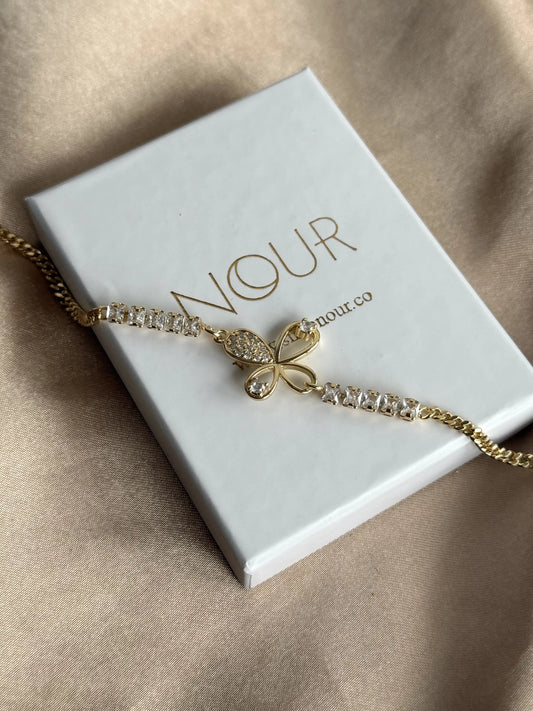 Kelebek Taşlı Bileklik 14 Ayar Özel Seri