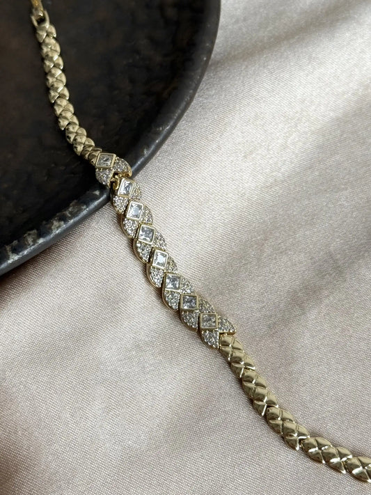 Vintage Taşlı Desenli Bileklik 14 Ayar Özel Seri