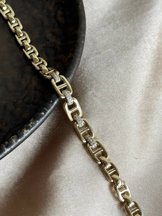 Kilit Taşlı Zincir Bileklik 14 Ayar Özel Seri