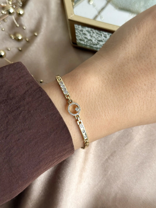 Yuvarlak Damla Taşlı Bileklik 14 Ayar Özel Seri