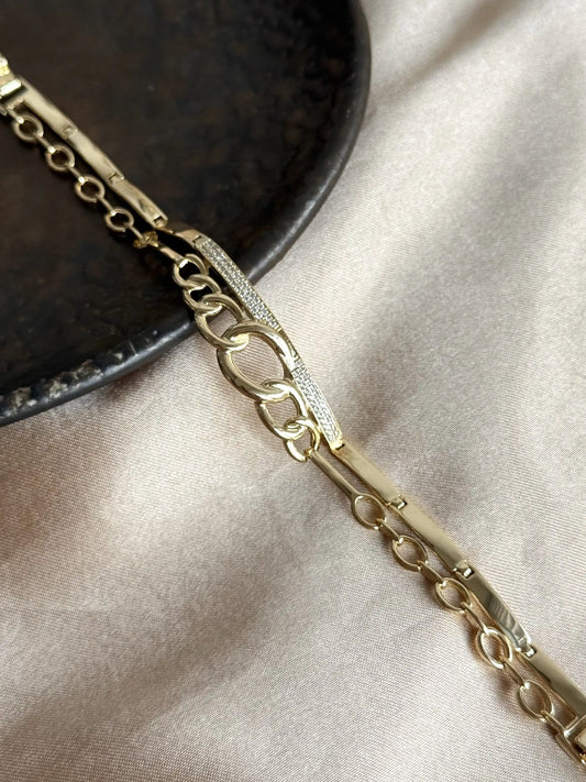 İkili Zİncir Bileklik 14 Ayar Özel Seri