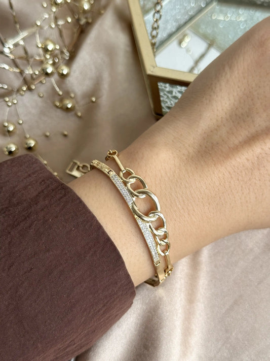 İkili Zİncir Bileklik 14 Ayar Özel Seri