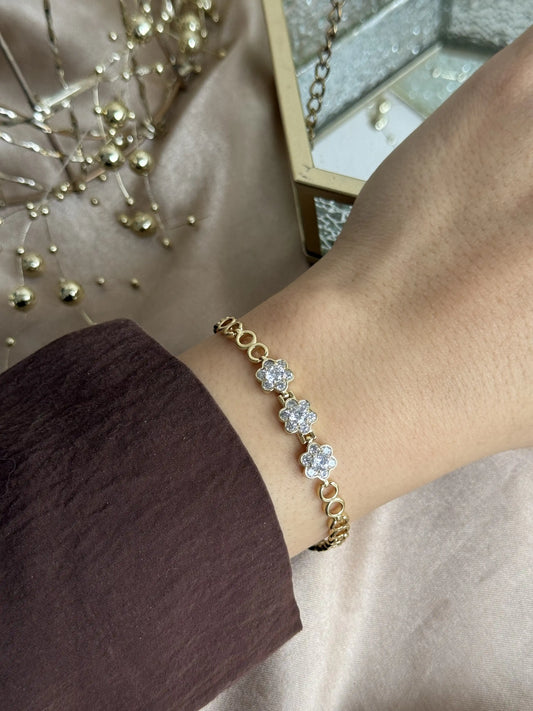 Üçlü Çiçek Bileklik 14 Ayar Özel Seri