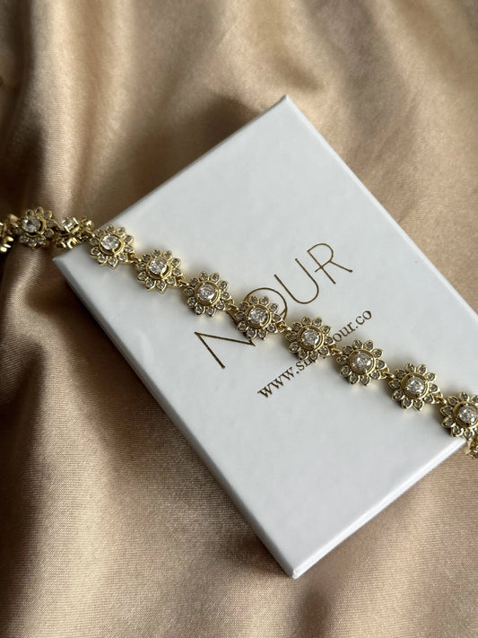 Çiçek Taşlı Bileklik 14 Ayar Özel Seri