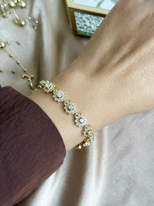 Çiçek Taşlı Bileklik 14 Ayar Özel Seri