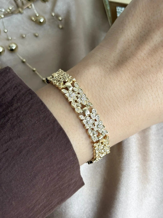 Çiçek Kalın Tasarım Bileklik 14 Ayar Özel Seri