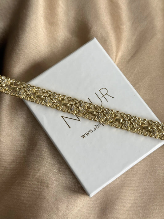 Çiçek Kalın Tasarım Bileklik 14 Ayar Özel Seri