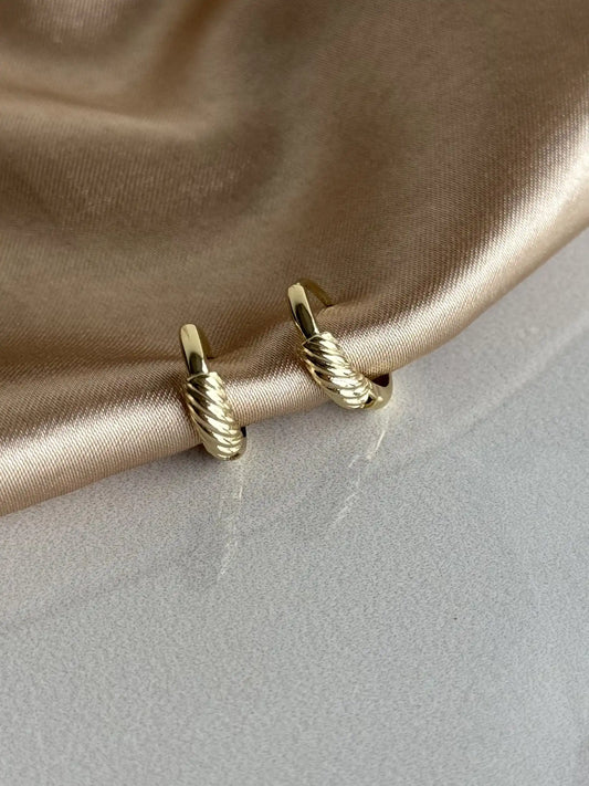 Çizgili Halka Küpe 14 Ayar Serisi