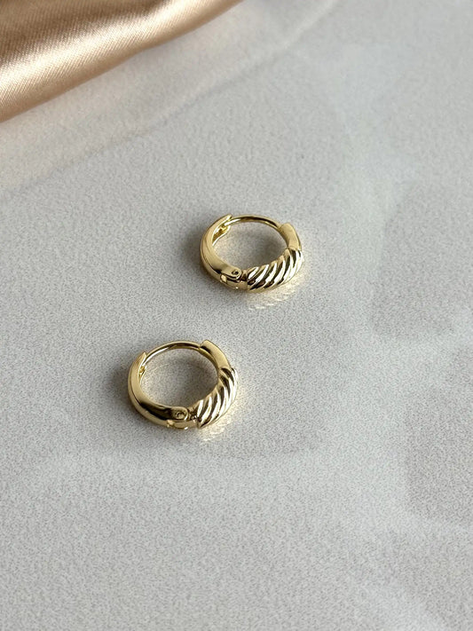 Çizgili Halka Küpe 14 Ayar Serisi