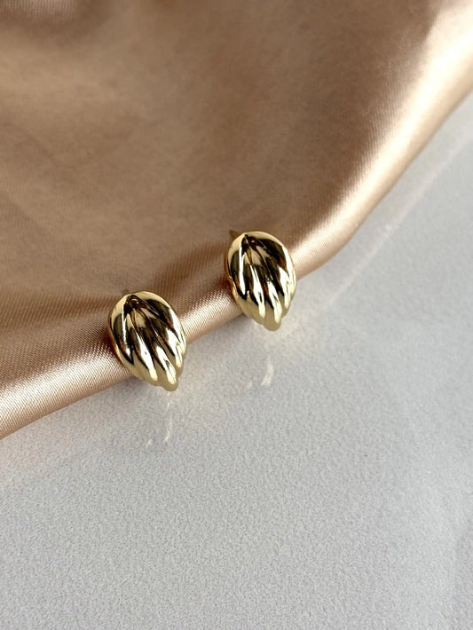 Bombe Çizgili Halka Küpe 14 Ayar Serisi