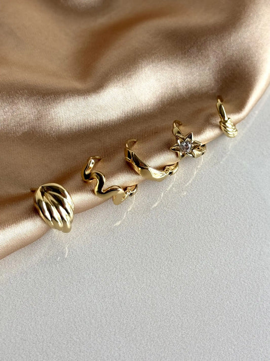 Bombe Çizgili Halka Küpe 14 Ayar Serisi