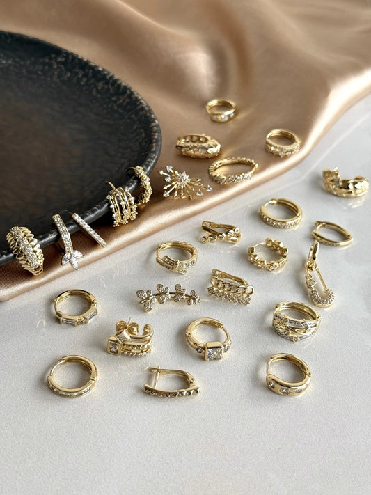 Kare Minimal Halka Küpe 14 Ayar Serisi