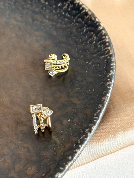 Kare Çoklu Küpe 14 Ayar Serisi