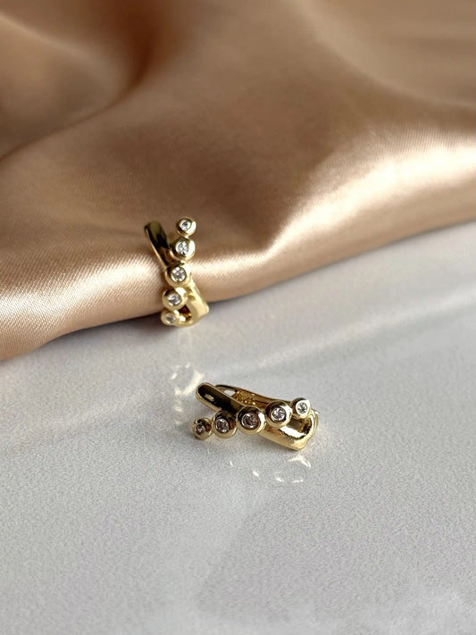 Taşlı Çapraz Küpe 14 Ayar Serisi