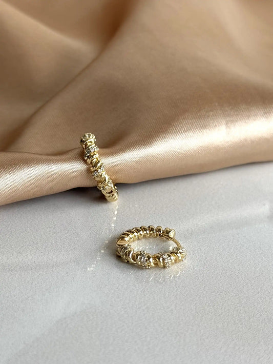 Sarmal Taşlı Halka Küpe 14 Ayar Serisi