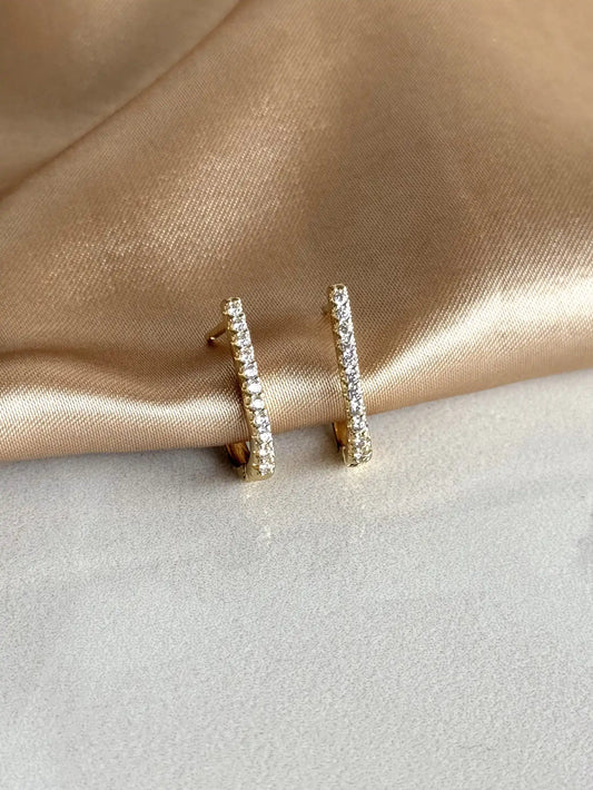 Çizgi Taş Küpe 14 Ayar Serisi