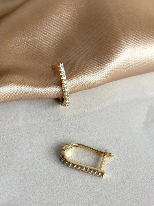 Çizgi Taş Küpe 14 Ayar Serisi