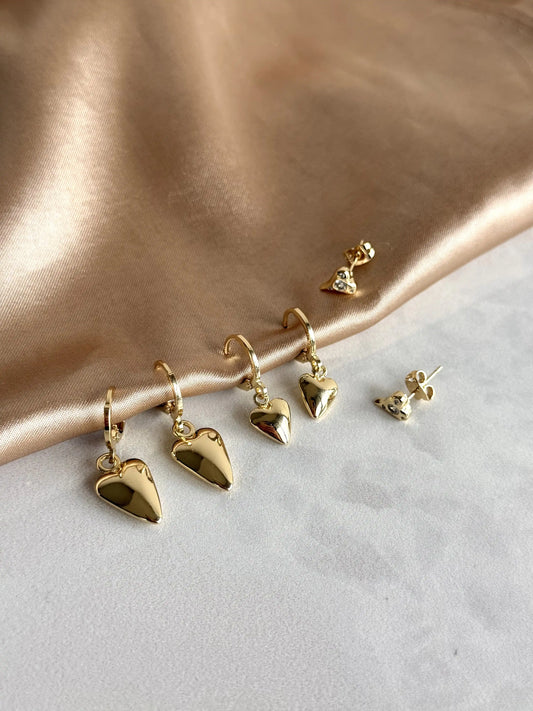 Bombe Kalp 6'lı Set Küpe 14 Ayar Serisi