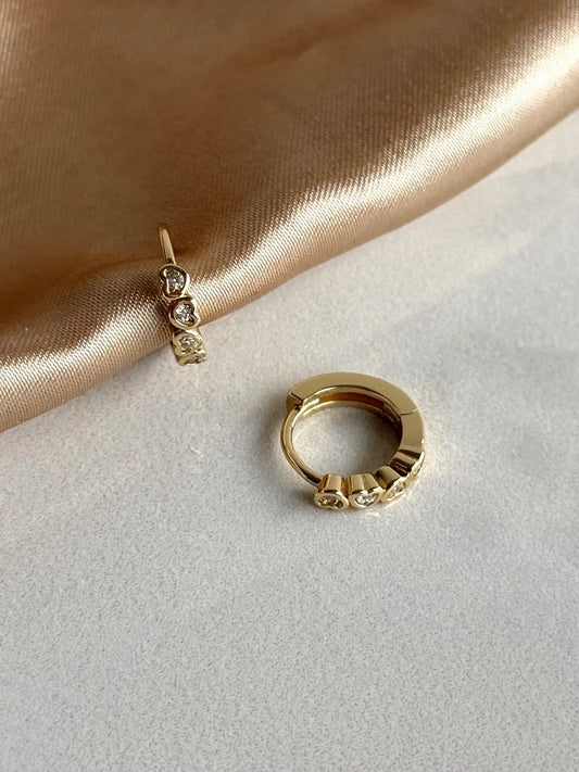 Minik Kalp Halka Küpe (3 Boy) 14 Ayar Serisi