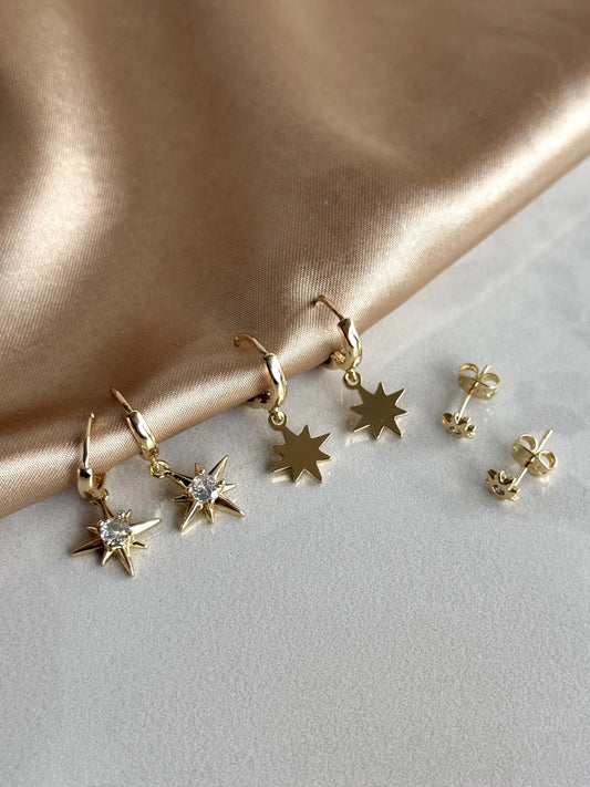 Kuzey Yıldızı 6'lı Set Küpe 14 Ayar Serisi