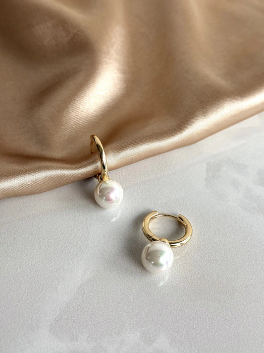 İnci Halka Küpe (3 Boy) 14 Ayar Serisi